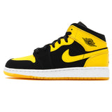Original New Arrival Authentic Nike Air Jordan 1 Mid AJ1 Black Yellow Joe Men's