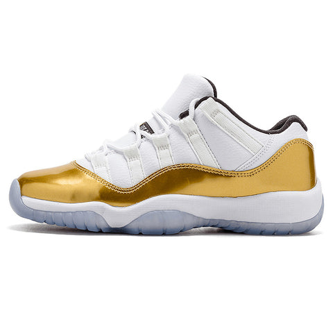 Nike Air Jordan 11 Retro Low Men Basketball Shoes, White & Gold, Shock Absorbing